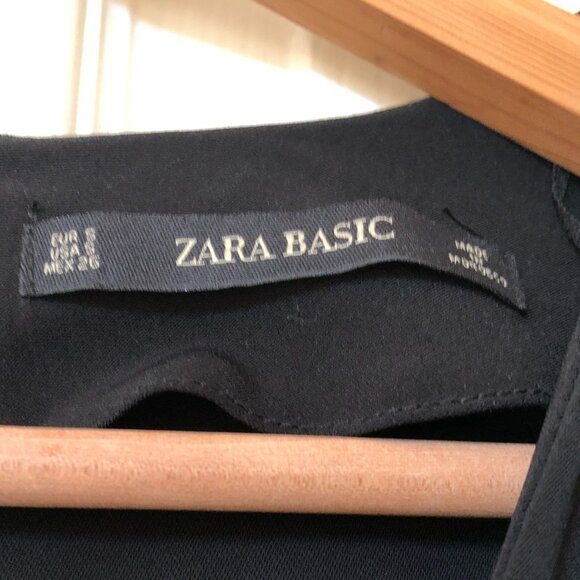 Zara Black Wide Leg Crossover Pearl Button Jumpsuit S - Picture 7 of 7